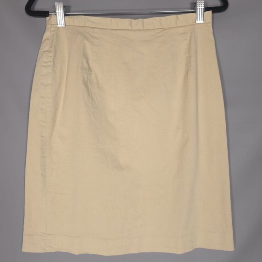 Neiman Marcus EXCLUSIVE Womenās Cotton Mini Skirt Straight Pencil Tan Size 10ā